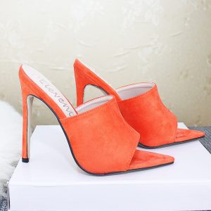 Size:4.5-11 Women Fashion Solid Color Upper Pointed Mules