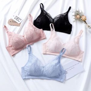 Ethica fashion store Women Basic Solid Color Lace Patchwork Breathable Bra