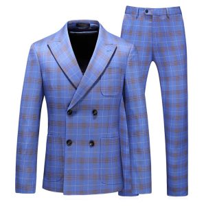 Men 3 Pcs Bright Print Slim Fit Blazers And Vests And Pants Suits