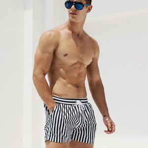 M-3XL Men Fashion Striped Quick-Drying Swimming Shorts