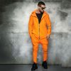 S-XL Men Fashion Solid Color Hooded Jacket And Zipper Patchwork Pants Sports Two-Piece Sets