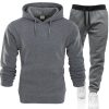 S-3XL Men Casual Solid Color Hoodies And Pants Set