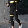 Men Casual Round Neck Long Sleeve Printed Sweatshirts And Pants Two-Piece Set