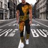 Men Fashion Round Neck Short-Sleeved T-Shirt And Pants Two-Piece Set
