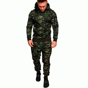 Men Casual Hooded Long Sleeve Hoodies And Pants Two-Piece Set