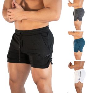 Men Casual Solid Color Mid-Waist Sports Shorts