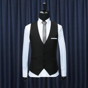 Men Plus Size Casual Sleeveless V Neck Single-Breasted Pocket Design Suit Vest