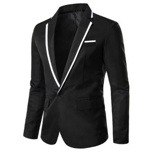 Men Casual Solid Color Long Sleeve Slim Suit
