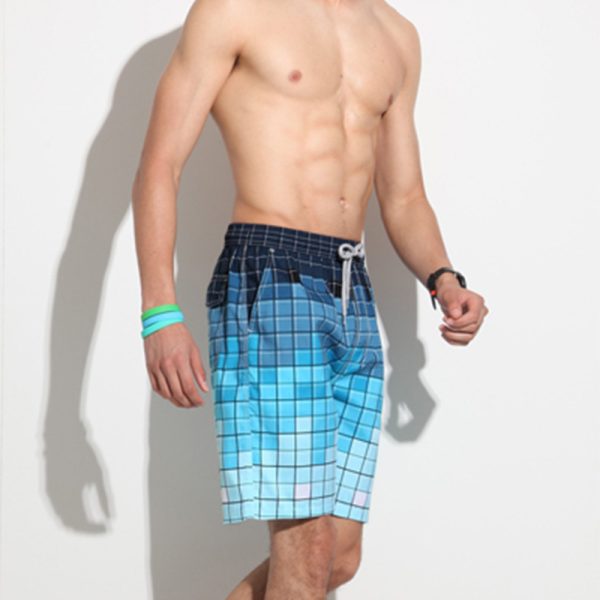 Man's New Arrival Quick Dry Trendy Plaids Swimming Shorts