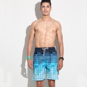 Man's New Arrival Quick Dry Trendy Plaids Swimming Shorts
