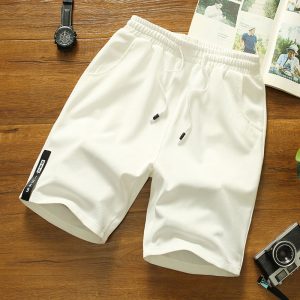 M-4XL Men Fashion Solid Color Drawstring Loose Sports Shorts