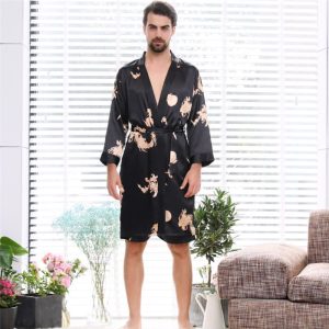 M-5XL Men Fashion Plus Size Printed Shorts Nightrobe Two-Piece Set