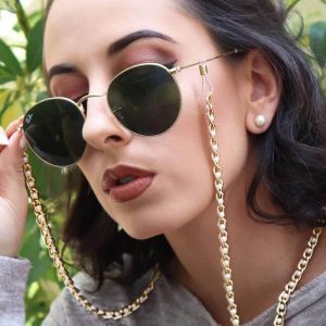 Simple Solid Color Metal Sunglasses Chain