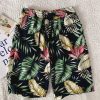 M-5XL Men Fashion Leaf Printed Loose Beach Shorts