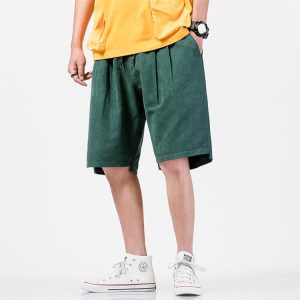 M-5XL Men Fashion Solid Color Loose Beach Shorts