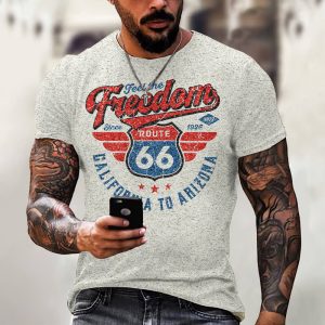 2XS-6XL Men Casual Color Blocking Patchwork Letter Printed T-Shirt