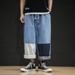 Men Fashion Loose Stitching Straight Leg Plus Size Jeans