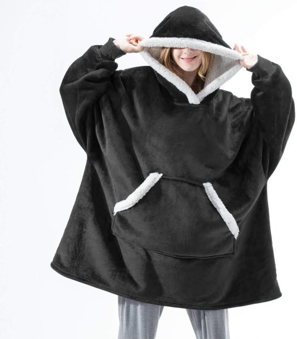 Unisex Fashion Loose Cozy Pullover Hooded Pocket Plaid Plush Pajamas