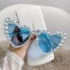 Women Fashion Persoanlity Heart Shape Pearl Sunglasses