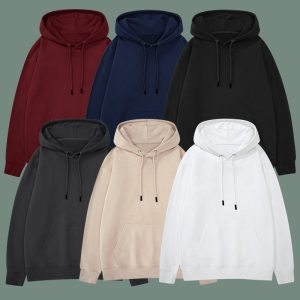 Men Casual Solid Color Hooded Large Size Loose Long Sleeve Sweatshirt