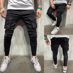 Men Casual Multi-Pocket Ripped Jeans
