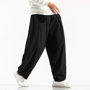 New Men Solid Color Harem Pants Harajuku Style Men Loose Ankle-Length Trousers