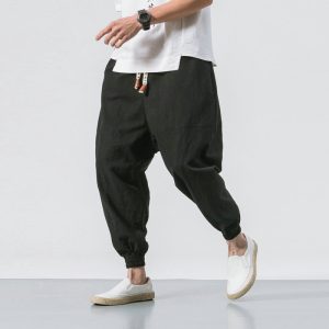 Men Jogging Pants Streetwear Loose Casual Cotton Linen Trouser Man Harem Pants Harajuku Oversized Men Sweatpants