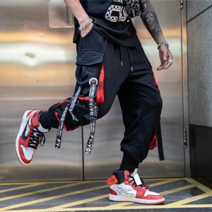 Street Hiphop Webbing Harlan Foot Pants Men'S Trendy Hip-Hop Personality Trend Summer Trousers