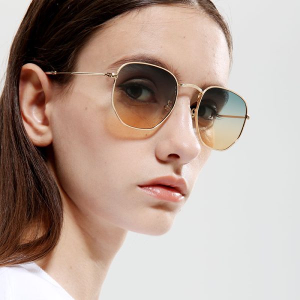 Women Fashion Simple Square Frame Metal Retro Sunglasses