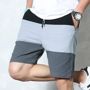 Men Summer Casual Homme Color Blocking Striped Clothes Bermuda Shorts