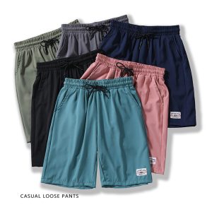 Summer Casual Men Solid Color Large Size Loose Sports Shorts