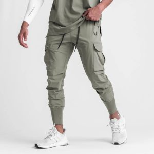 Men Casual Solid Color Elastic Banded Sports Pants