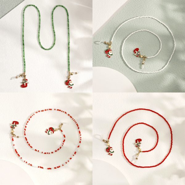 Fashion Santa Pendant Beads Mask And Glasses Chain