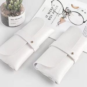Simple Portable Solid Color Pu Leather Glasses Case