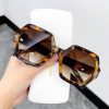 Women Simple Leopard Polygon Large Frame Sunglasses