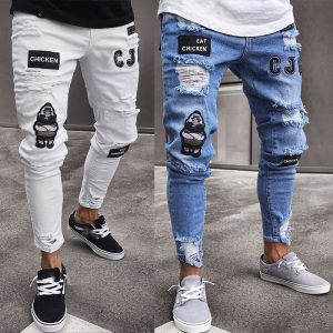 Men Casual Skinny Ripped Jeans