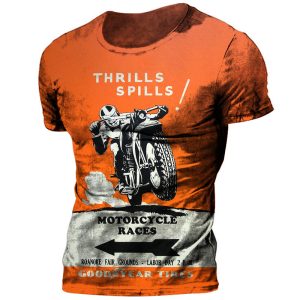 Men Casual Crew Neck Short Sleeve Racer Graphic 3d Printing Plus Size T-Shirt