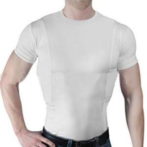 Men Casual Hidden Gun Holster Solid Color Short Sleeve High Elastic T-Shirt