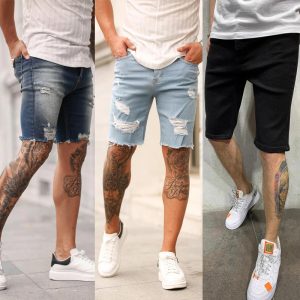 Men Fashion Ripped Denim Shorts