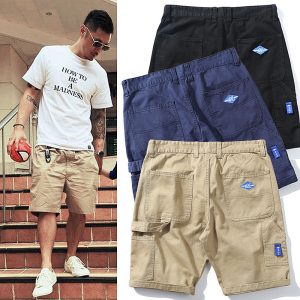 Large Size Overalls Shorts Men Wenle Five-Point Pants Casual Loose Straight Summer Thin Section