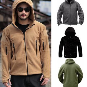 Men Casual Solid Color Zipper Hooded Long Sleeves Workwear Jacket