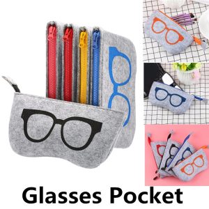 Unisex Basic Glasses Pattern Zipper Design Glasses Storage Bag