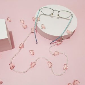 Women Exquisite Heart Decoration Beaded Sunglasses Chain