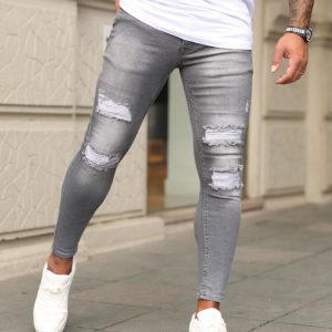 Men Casual Ripped Stretch Skinny Jeans