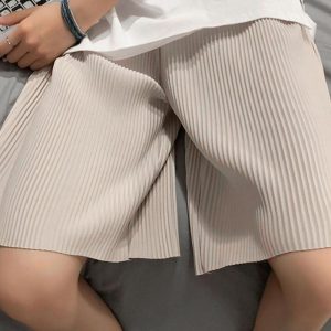 Men Shorts Casual Pleated Solid Color Pleated Summer Loose Wide Leg Breathable Men Shorts