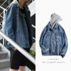 Men Casual Lapel Hooded Long Sleeve Single Breasted Loose Solid Color Jacket