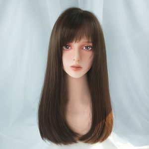 Women Long Straight Hair With Bangs Synthetic Wigs