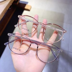 Simple Solid Color Round Frame With Plano Lens Glasses