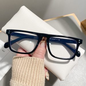 Men'S Classic Square Black Blue Light Blocking Glasses