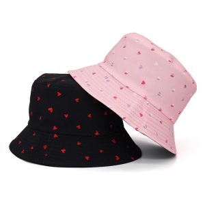 Women Fashion Simple Love Pink Bucket Hat